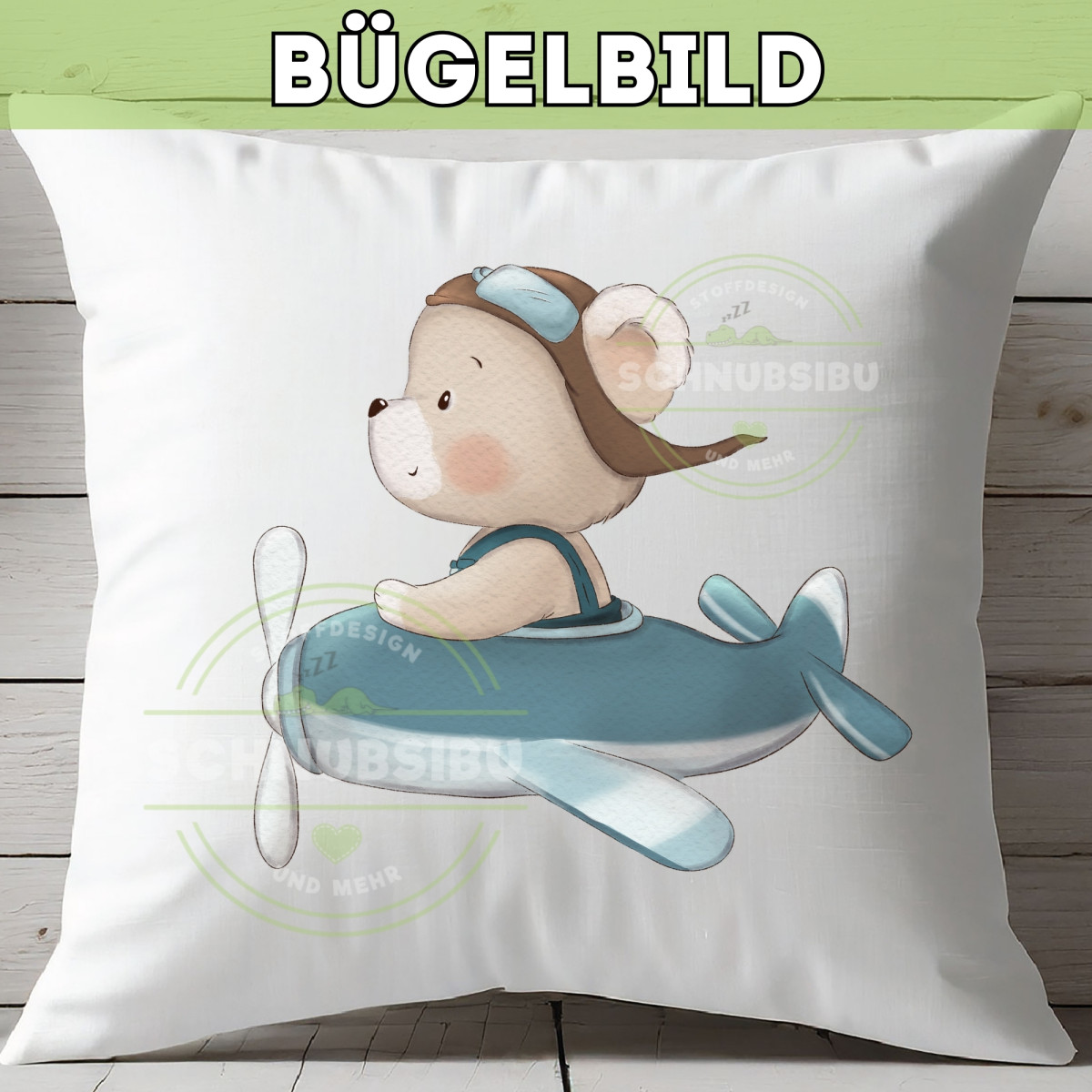 Bügelbild Flieger Teddy